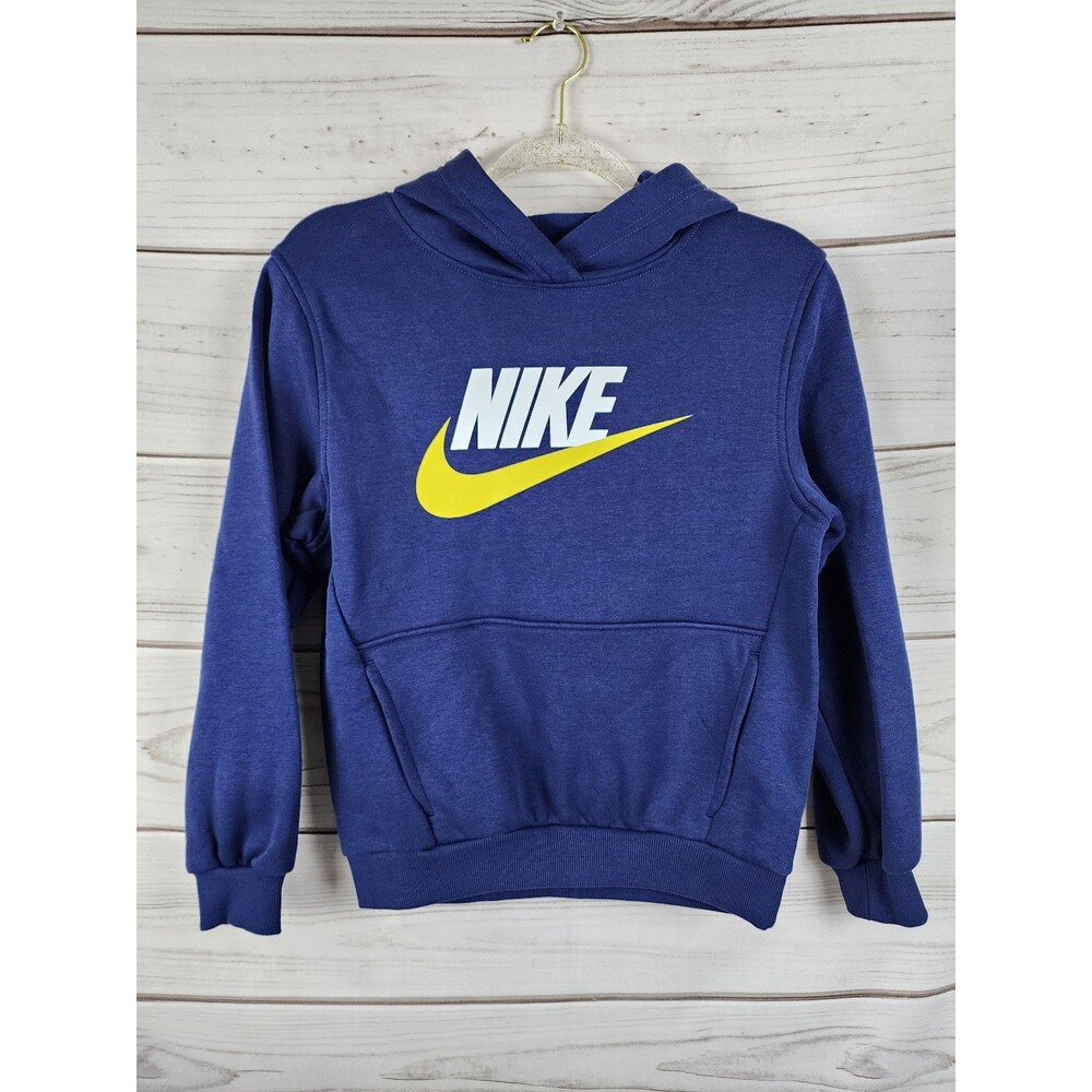 Nike Pullover Hoodie Large Navy Yellow